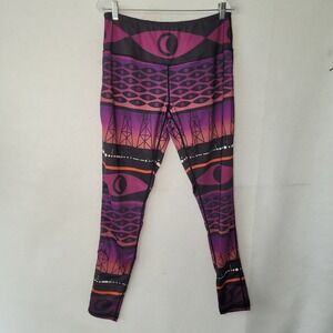 TOPATOCO Leggings Welcome To Night Vale Womens L Purple Pink Eye Power Tower
